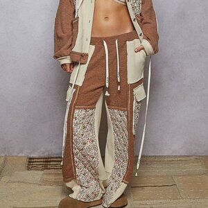 POL Brown and Cream Wide Leg Pants